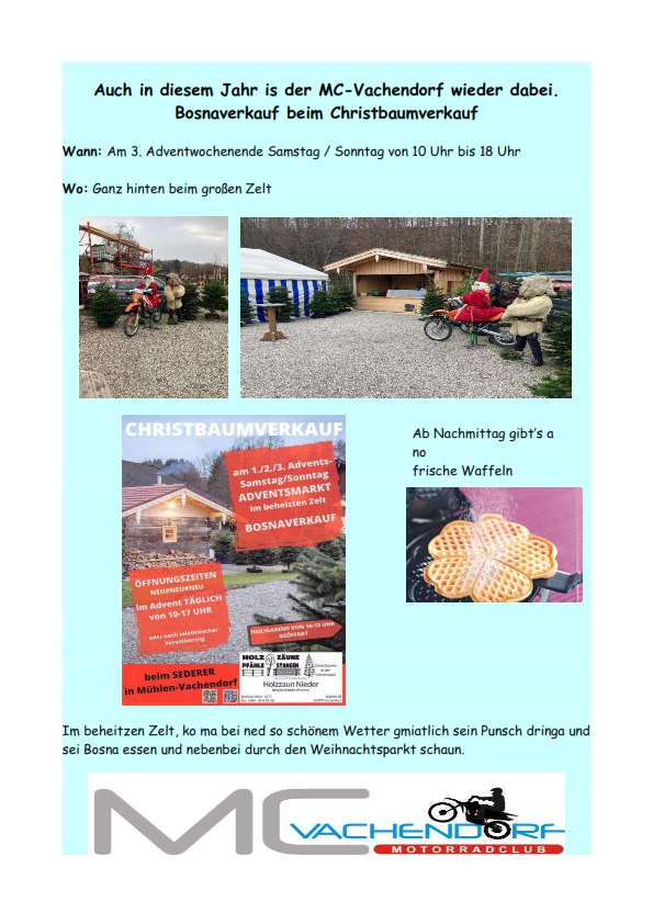 Bosnaverkauf am 3.Adventwochenende beim Sederer Christbaumverkauf in Mühlen